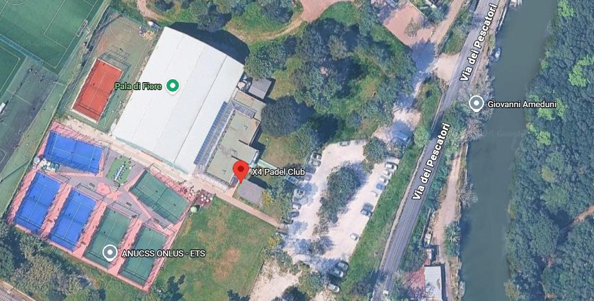 Vista satellitare reale di X4 Padel Club a Lido di Ostia